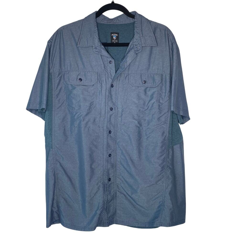 KUHL Blue Carbon Mens Airspeed Short Sleeve Shirt Size XL Gorpcore Workwear